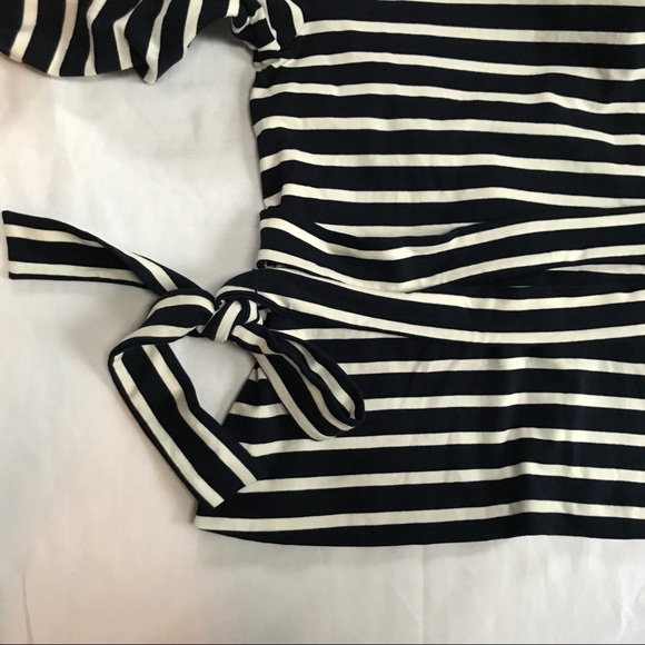 J. Crew Wrap Crewneck Top Navy White XXS - Picture 4 of 10